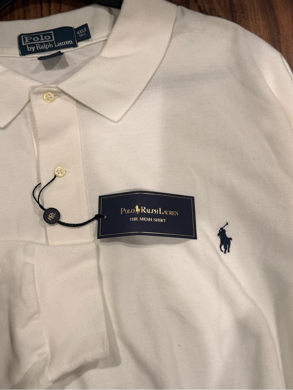 POLO RALPH LAUREN SHIRT 4XLT BIG WHITE MESH LONG SLEEVE BLUE PONY GOLF $95